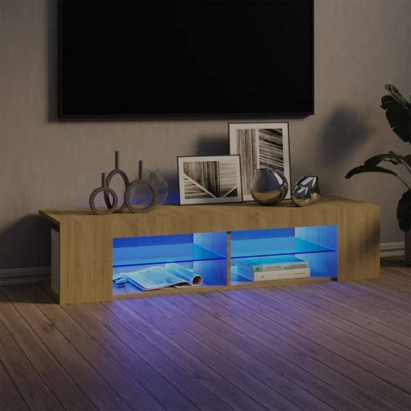 ARDEBO.de - TV-Schrank mit LED-Leuchten Sonoma-Eiche 135x39x30 cm