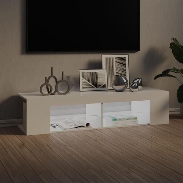 TV-Schrank mit LED-Leuchten Hochglanz-Weiß 135x39x30 cm