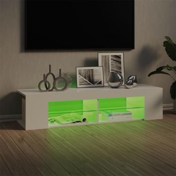 TV-Schrank mit LED-Leuchten Hochglanz-Weiß 135x39x30 cm