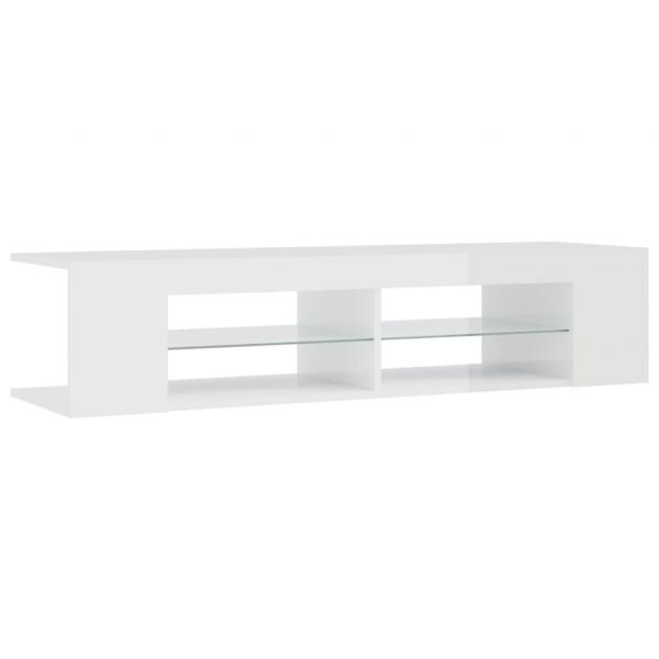 TV-Schrank mit LED-Leuchten Hochglanz-Weiß 135x39x30 cm