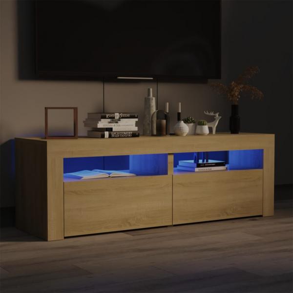 ARDEBO.de - TV-Schrank mit LED-Leuchten Sonoma-Eiche 120x35x40 cm