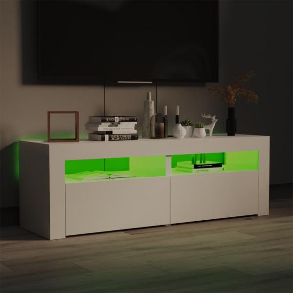 TV-Schrank mit LED-Leuchten Hochglanz-Weiß 120x35x40 cm