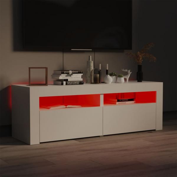 TV-Schrank mit LED-Leuchten Hochglanz-Weiß 120x35x40 cm