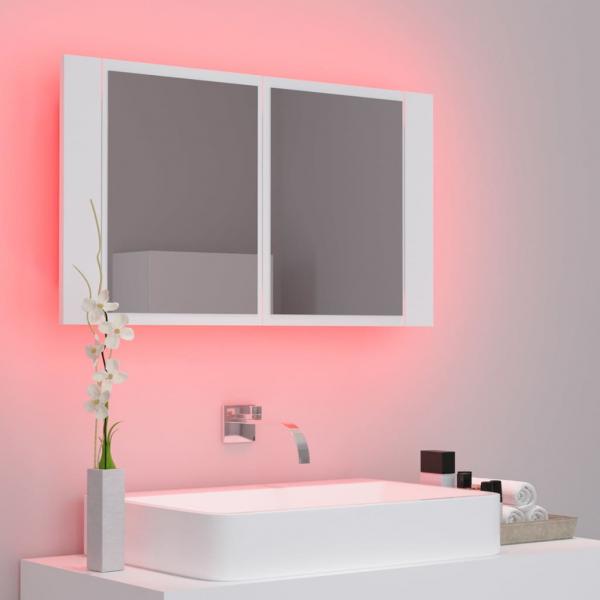 LED-Bad-Spiegelschrank Weiß 80x12x45 cm Acryl