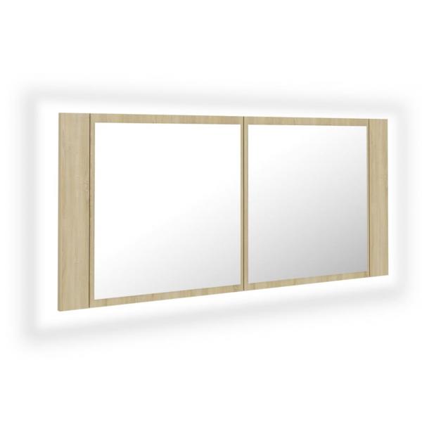 LED-Bad-Spiegelschrank Sonoma-Eiche 100x12x45 cm Acryl