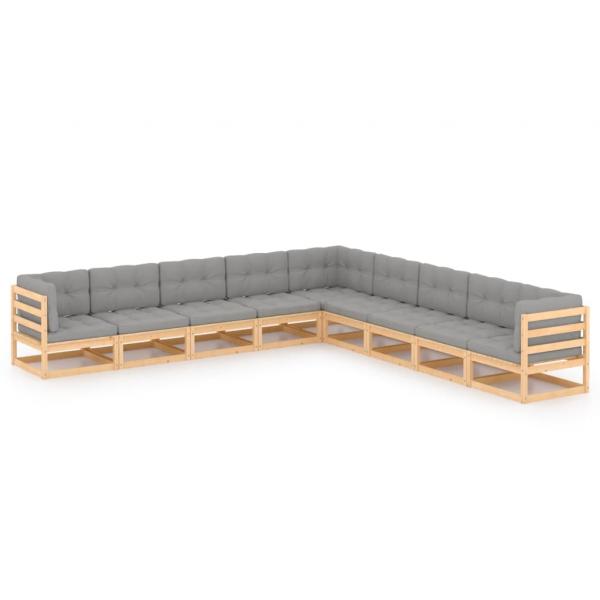 ARDEBO.de - 9-tlg. Garten-Lounge-Set mit Kissen Massivholz Kiefer