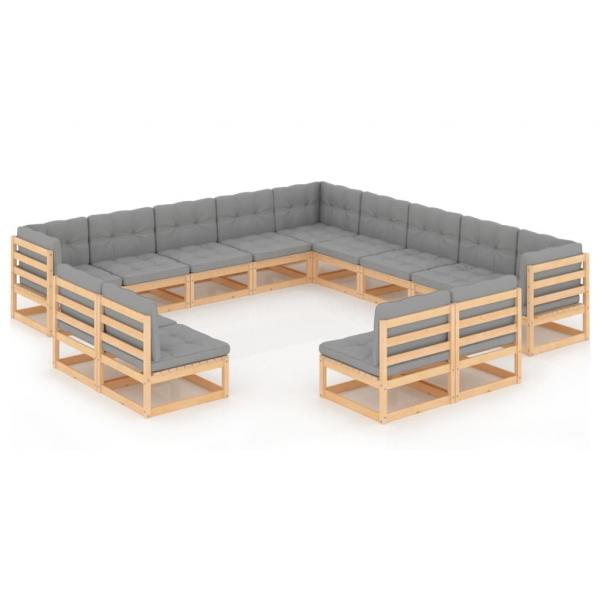 ARDEBO.de - 13-tlg. Garten-Lounge-Set mit Kissen Massivholz Kiefer