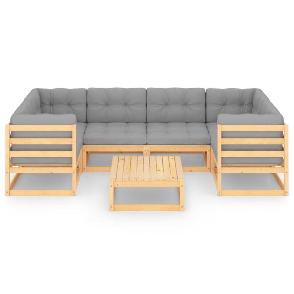 7-tlg. Garten-Lounge-Set mit Kissen Massivholz Kiefer