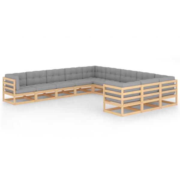 ARDEBO.de - 11-tlg. Garten-Lounge-Set mit Kissen Kiefer Massivholz