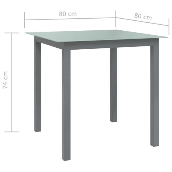 Gartentisch Hellgrau 80x80x74 cm Aluminium und Glas