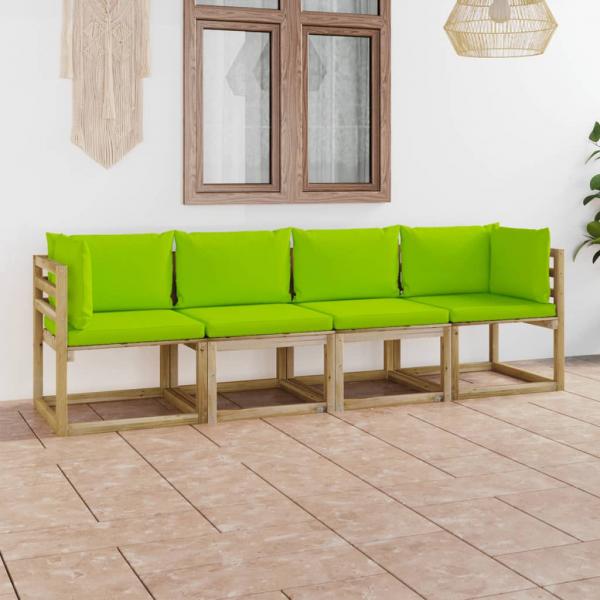 ARDEBO.de - Gartensofa 4-Sitzer mit Kissen in Hellgrün