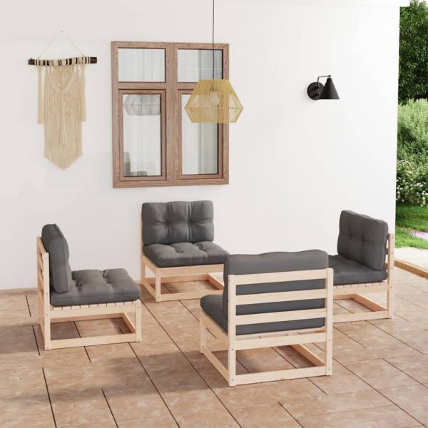 ARDEBO.de - 4-tlg. Garten-Lounge-Set mit Kissen Kiefer Massivholz