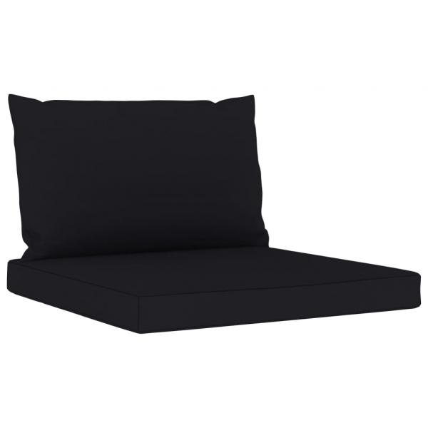 Gartensofa 4-Sitzer mit Kissen in Schwarz