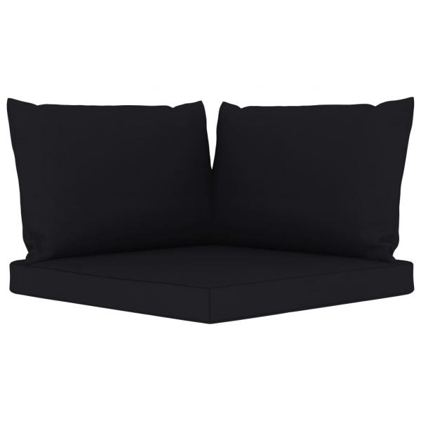 Gartensofa 4-Sitzer mit Kissen in Schwarz