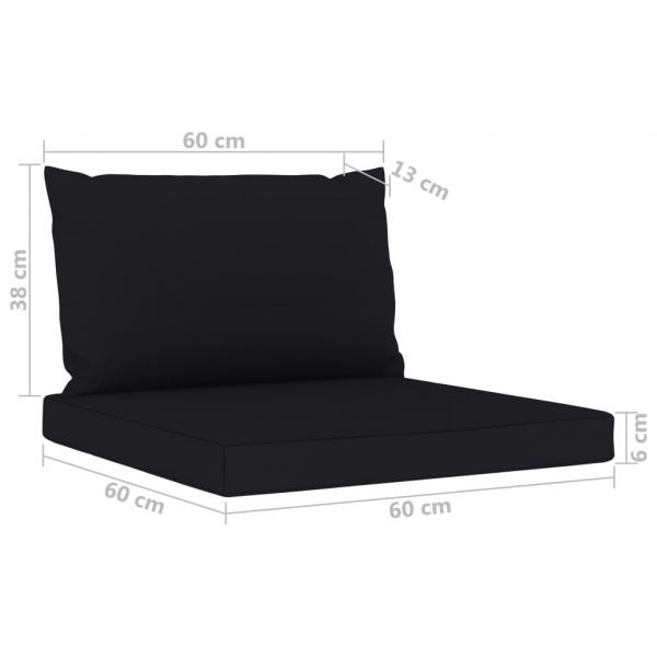 Gartensofa 4-Sitzer mit Kissen in Schwarz