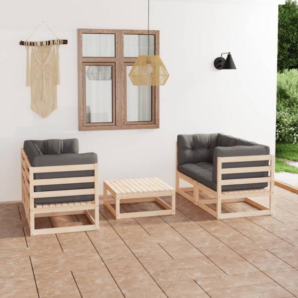 ARDEBO.de - 5-tlg. Garten-Lounge-Set mit Kissen Kiefer Massivholz