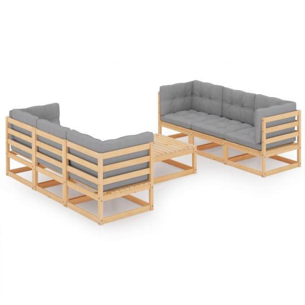 ARDEBO.de - 7-tlg. Garten-Lounge-Set mit Kissen Kiefer Massivholz