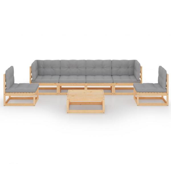 7-tlg. Garten-Lounge-Set mit Kissen Kiefer Massivholz