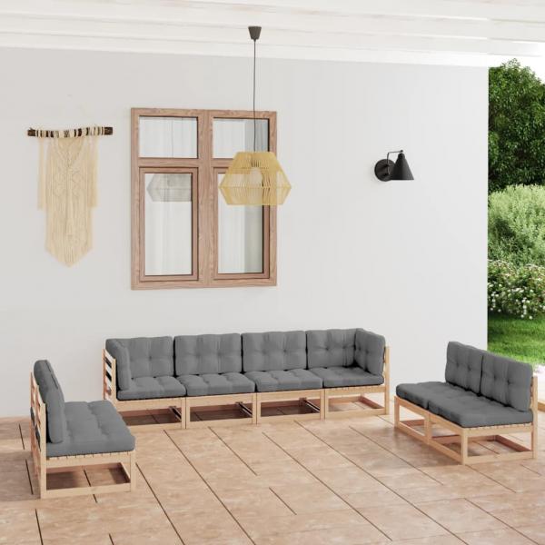 ARDEBO.de - 8-tlg. Garten-Lounge-Set mit Kissen Kiefer Massivholz