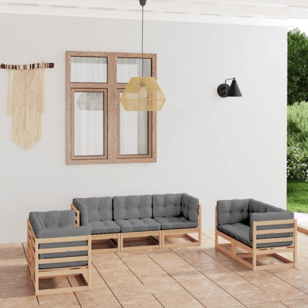 ARDEBO.de - 7-tlg. Garten-Lounge-Set mit Kissen Kiefer Massivholz