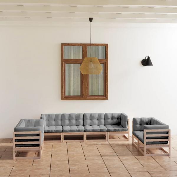 ARDEBO.de - 8-tlg. Garten-Lounge-Set mit Kissen Kiefer Massivholz