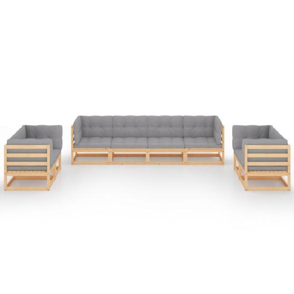 8-tlg. Garten-Lounge-Set mit Kissen Kiefer Massivholz