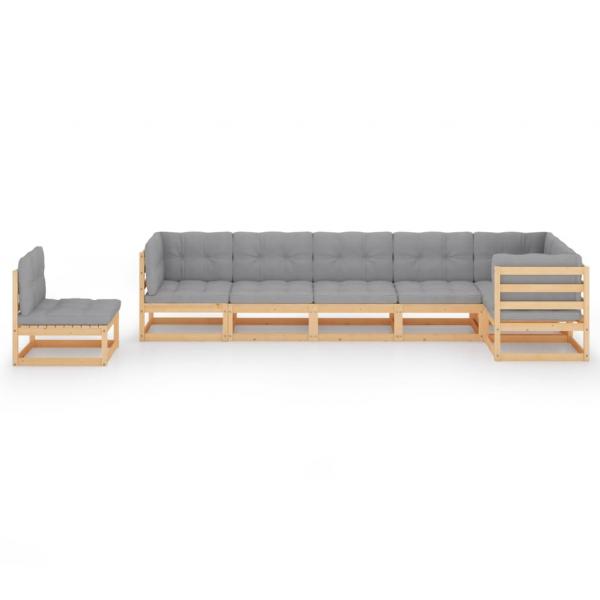 7-tlg. Garten-Lounge-Set mit Kissen Kiefer Massivholz