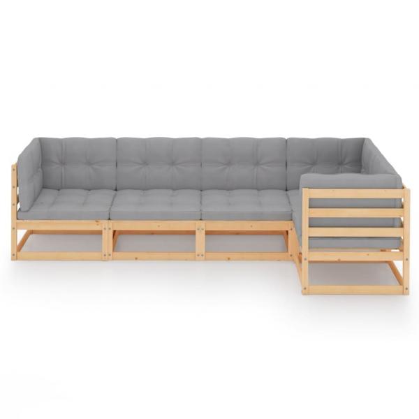 5-tlg. Garten-Lounge-Set mit Kissen Kiefer Massivholz