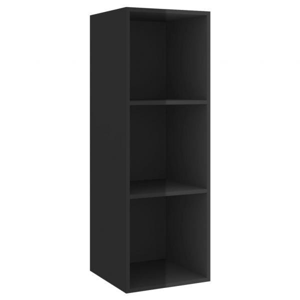 TV-Wandschrank Hochglanz-Schwarz 37x37x107 cm Holzwerkstoff