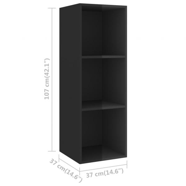 TV-Wandschrank Hochglanz-Schwarz 37x37x107 cm Holzwerkstoff