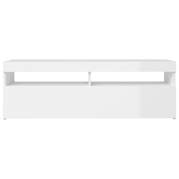 TV-Schrank mit LED-Leuchten Hochglanz-Weiß 120x35x40 cm