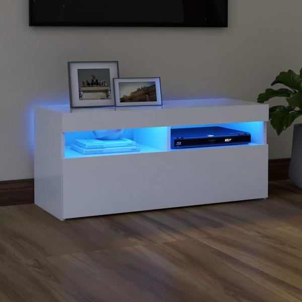 ARDEBO.de - TV-Schrank mit LED-Leuchten Weiß 90x35x40 cm