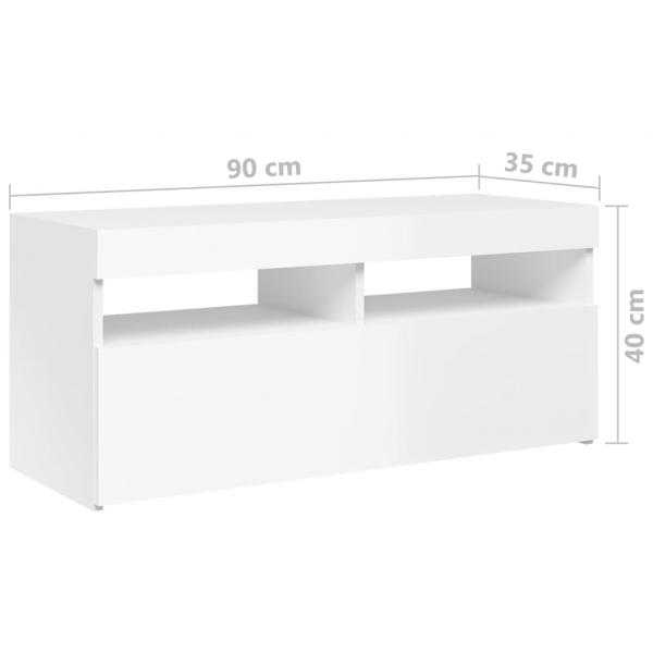 TV-Schrank mit LED-Leuchten Hochglanz-Weiß 90x35x40 cm