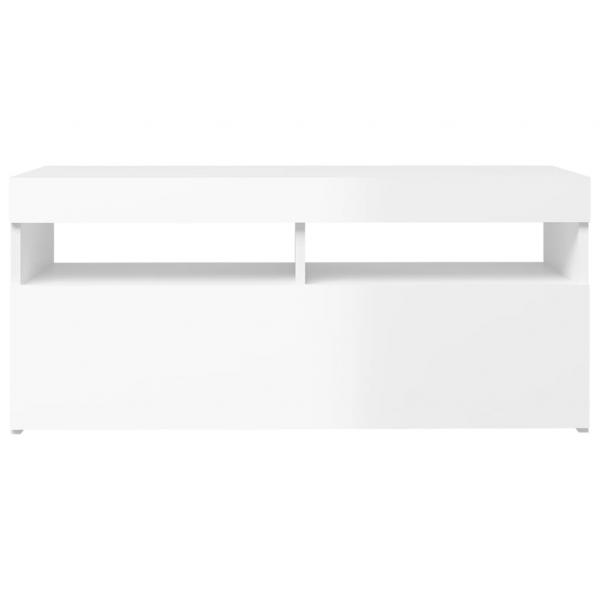 TV-Schrank mit LED-Leuchten Hochglanz-Weiß 90x35x40 cm