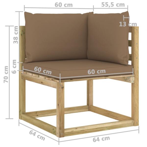 Garten-Ecksofas & Kissen in Grün 2 Stk. Kiefernholz