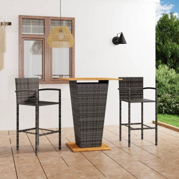 ARDEBO.de - 3-tlg. Gartenbar-Set Grau