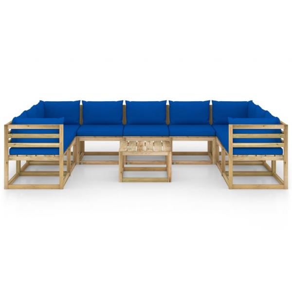 10-tlg. Garten-Lounge-Set mit Kissen Imprägniertes Kiefernholz