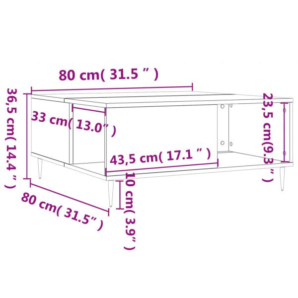 Couchtisch Grau Sonoma 80x80x36,5 cm Holzwerkstoff