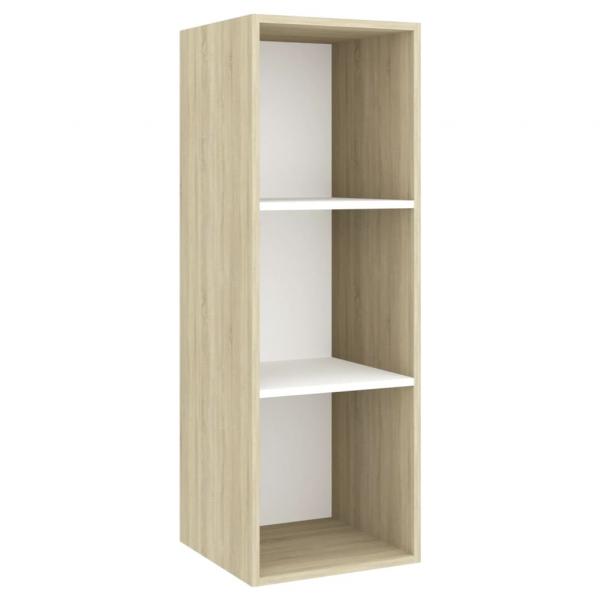 TV-Wandschrank Sonoma-Eiche und Weiß 37x37x107 cm Holzwerkstoff