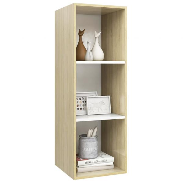 TV-Wandschrank Sonoma-Eiche und Weiß 37x37x107 cm Holzwerkstoff