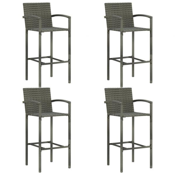 5-tlg. Gartenbar-Set Poly Rattan Grau