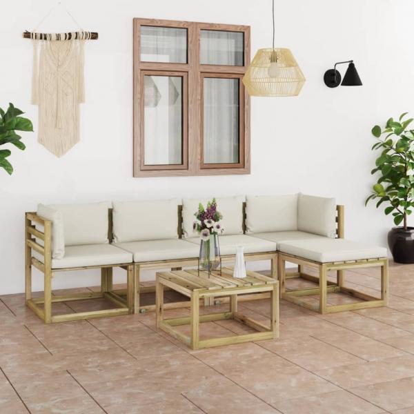 ARDEBO.de - 6-tlg. Garten-Lounge-Set mit Kissen Kiefernholz Imprägniert