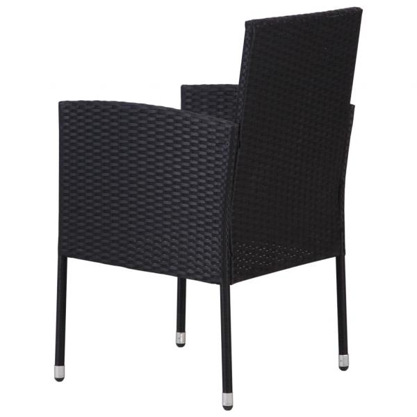 7-tlg. Garten-Essgruppe Poly Rattan Schwarz