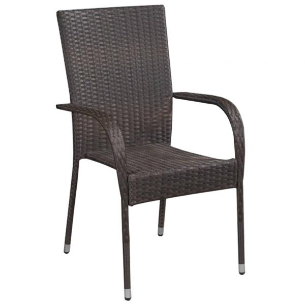 3-tlg. Garten-Essgruppe Poly Rattan Braun