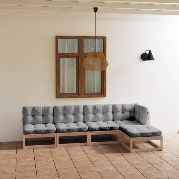 ARDEBO.de - 5-tlg. Garten-Lounge-Set mit Kissen Kiefer Massivholz