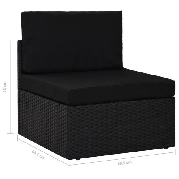 5-tlg. Garten-Lounge-Set mit Kissen Schwarz Poly Rattan