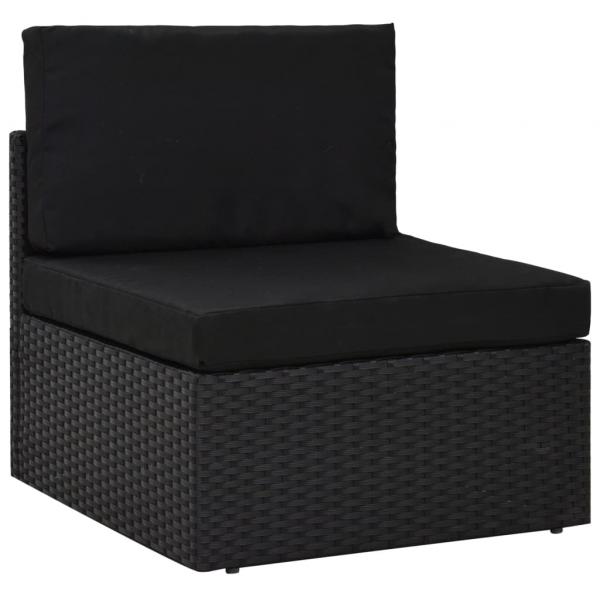 6-tlg. Garten-Lounge-Set mit Kissen Schwarz Poly Rattan