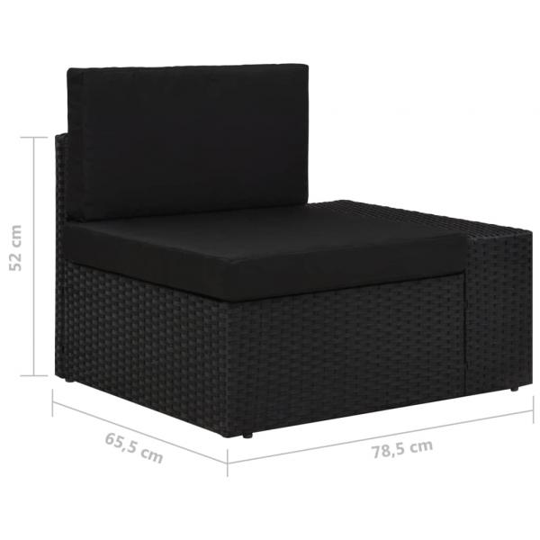 6-tlg. Garten-Lounge-Set mit Kissen Schwarz Poly Rattan