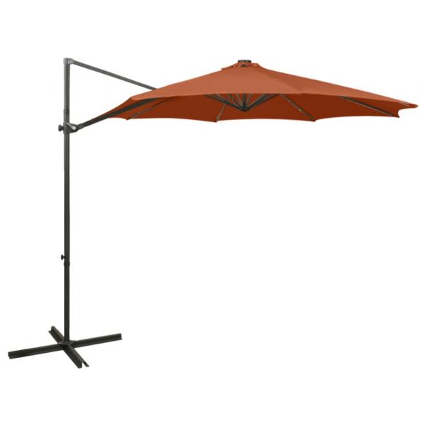 ARDEBO.de - Ampelschirm mit Mast und LED Terracotta-Rot 300 cm