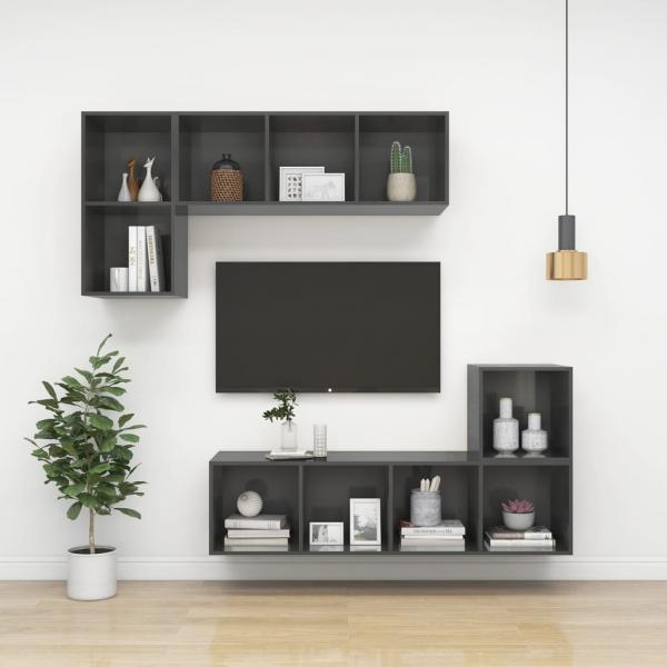 TV-Wandschrank Hochglanz-Grau 37x37x72 cm Holzwerkstoff